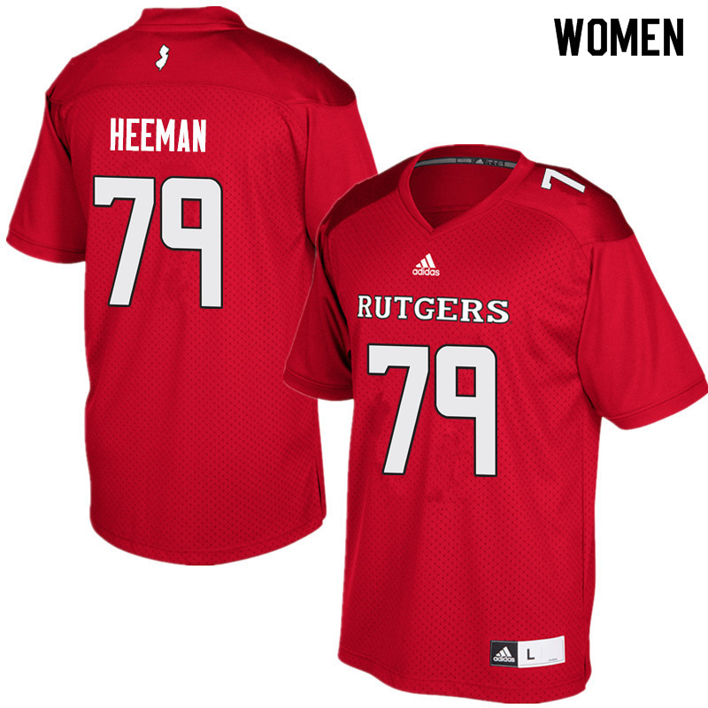 Women #79 Zack Heeman Rutgers Scarlet Knights College Football Jerseys Sale-Red